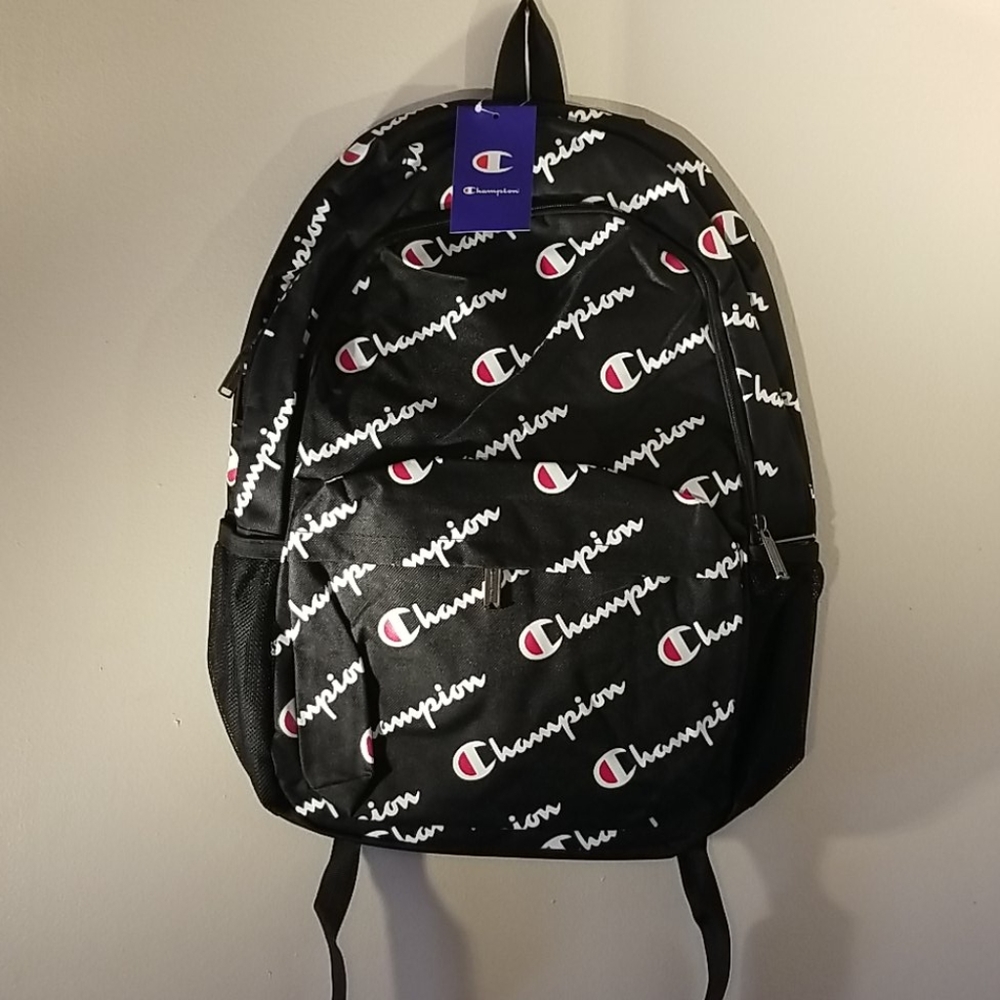 New Black Champion Backpack Black Full Size